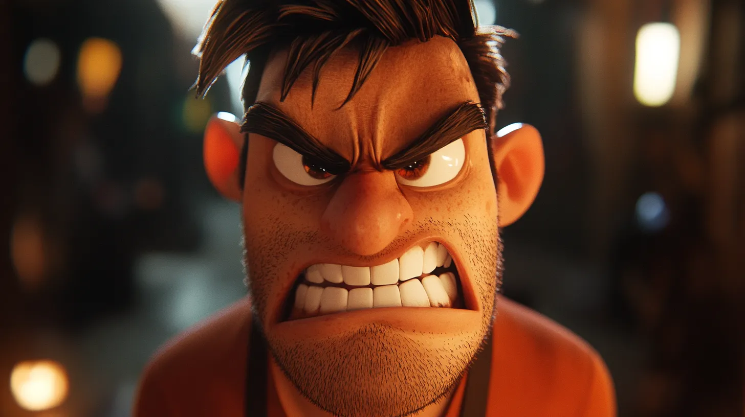 怒りと苛立ちを見せる唇