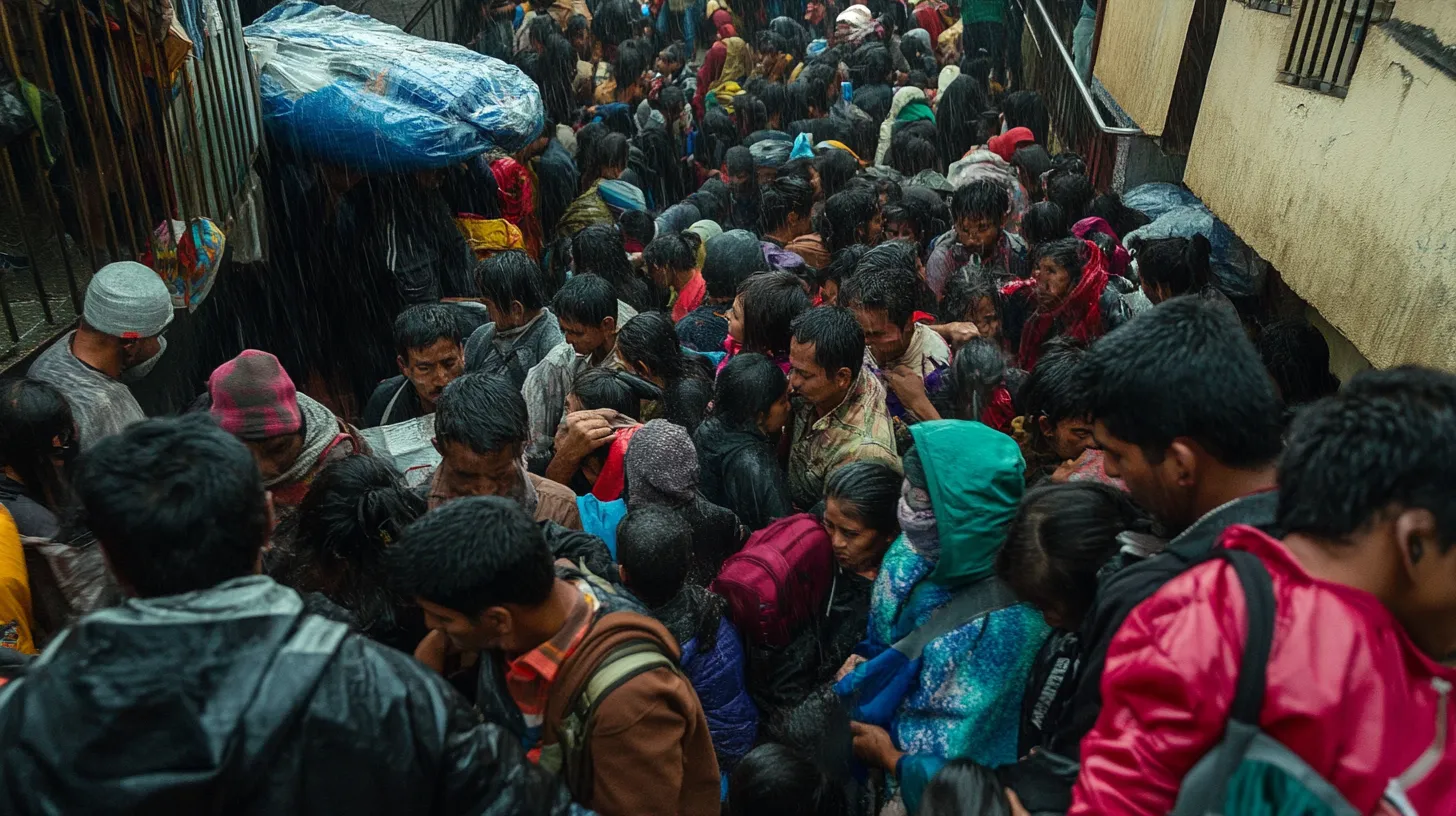 地震で避難する人々